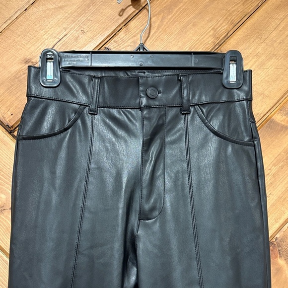 Zara Black Faux Leather Flare Pants XS - Picture 6 of 8